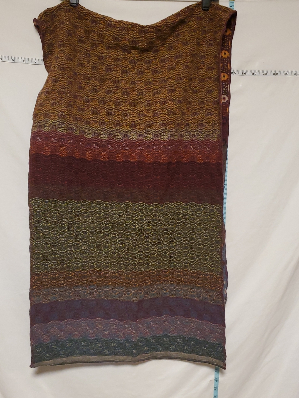 Catherine Andre Geometric Multi Color Wool Blend Scarf 68x20 Warm Staple Classic - Picture 4 of 5